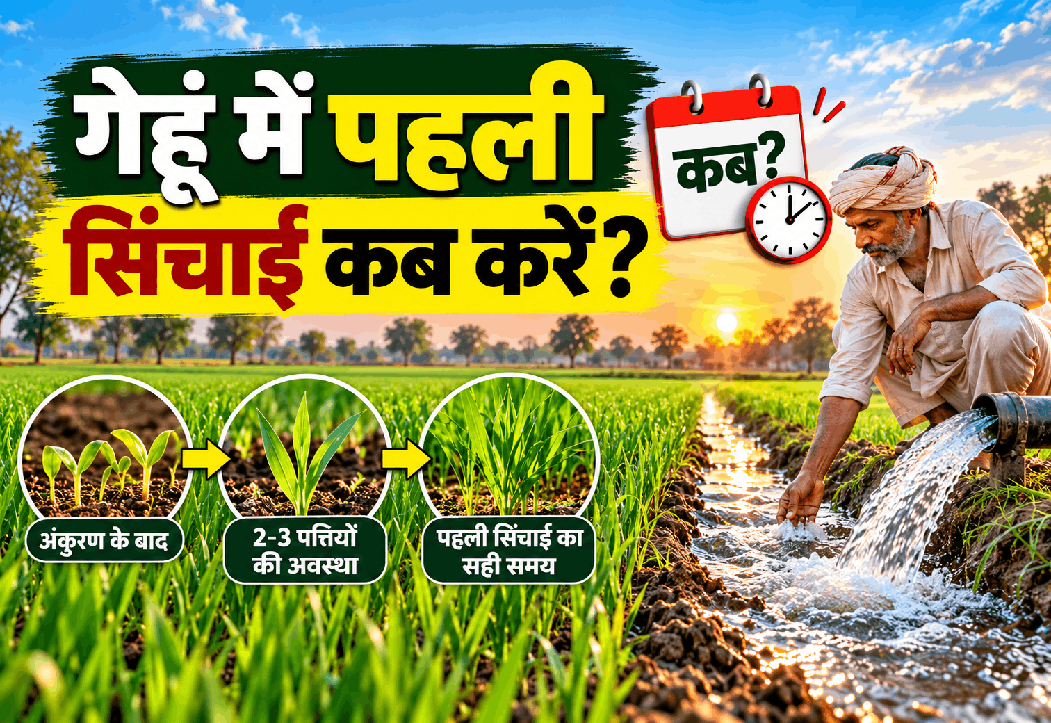 गेहूं में पहली सिंचाई कब करें? सही समय, तरीका और जरूरी सावधानियां